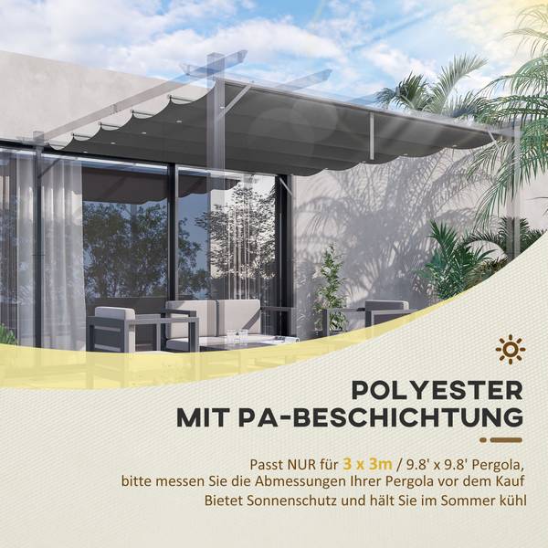Ersatzdach 84C-372V00CG Glas Grau - 255 x 250 cm