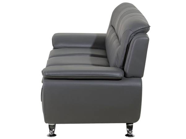 Zitgroep LEIRA 3-delig grijs - zilver - kunstleer - 201 x 44 x 86 cm