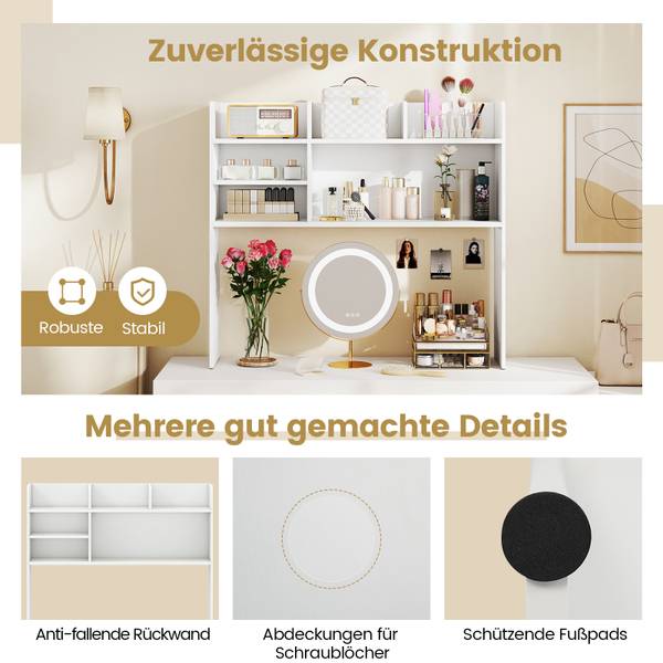 Tischregal VL32502 Weiß - Holzwerkstoff - 24 x 85 x 94 cm