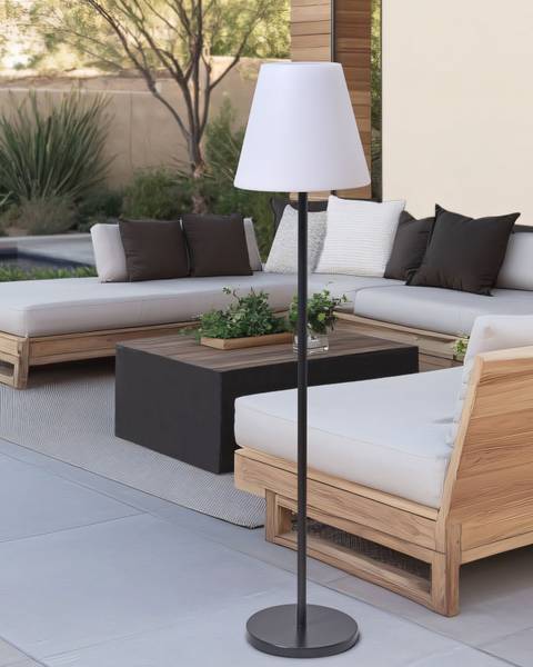 Lampadaire d'extérieur FONESCA Noir - Blanc - Textile - 30 x 150 x 30 cm