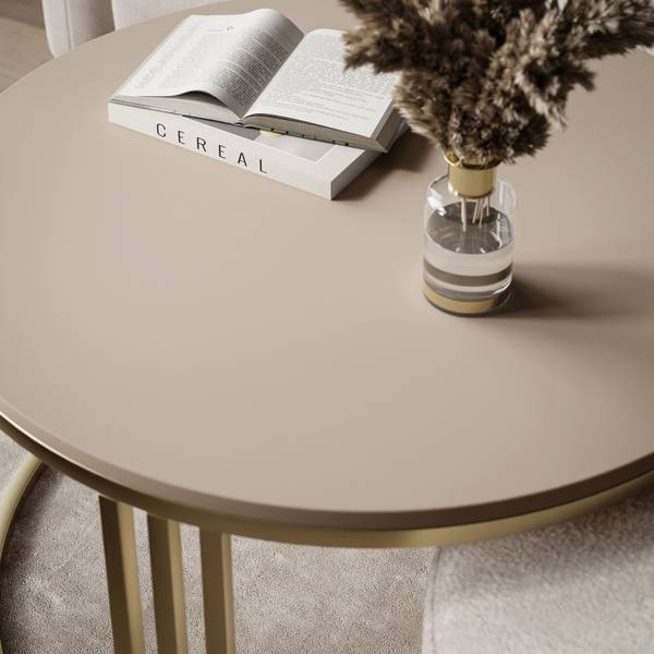 Couchtisch mit Hocker LORI Beige - Kaschmir - Creme - Gold
