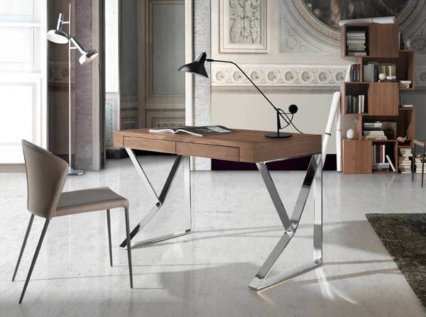 Bürotisch 3015 Braun - Walnuss - Stahl - 120 x 76 x 61 cm