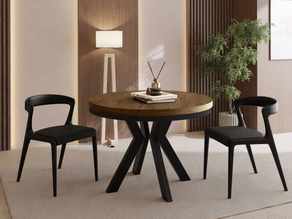 Ausziehbarer Esstisch Savio Neo Braun - Eiche Dunkel Dekor - 80 x 80 cm - Durchmesser: 80 cm