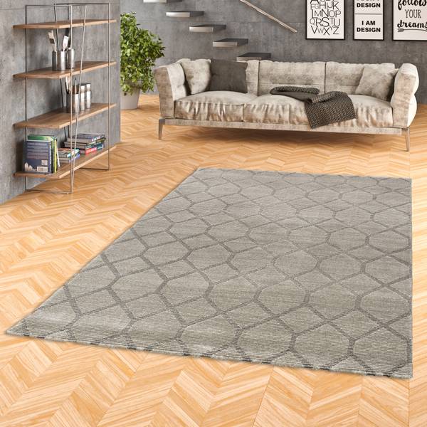 Venezia Luxus Designer Teppich Rauten Grau - Textil - 200 x 1 x 290 cm