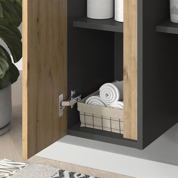 Armoire murale Edelin 57991 Anthracite - Imitation chêne noueux