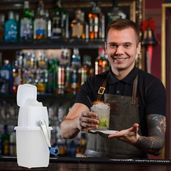 Broyeur à glace manuel Bleu - Blanc - Métal - Matière plastique - 13 x 24 x 16 cm