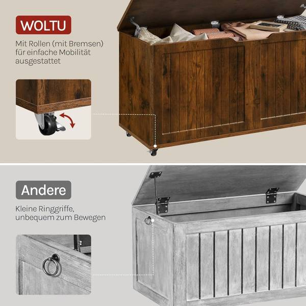 Sitzbank SUB004 mit Stauraum Braun - Holzwerkstoff - 100 x 50 x 40 cm