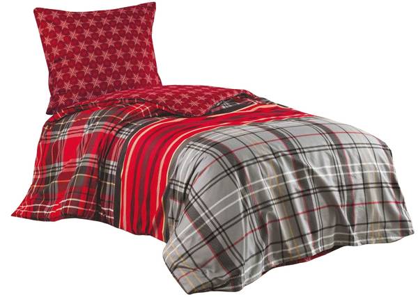 Winter Bettwäsche Teddy Plüsch Kristall Rot - Fleece - 135 x 8 x 200 cm