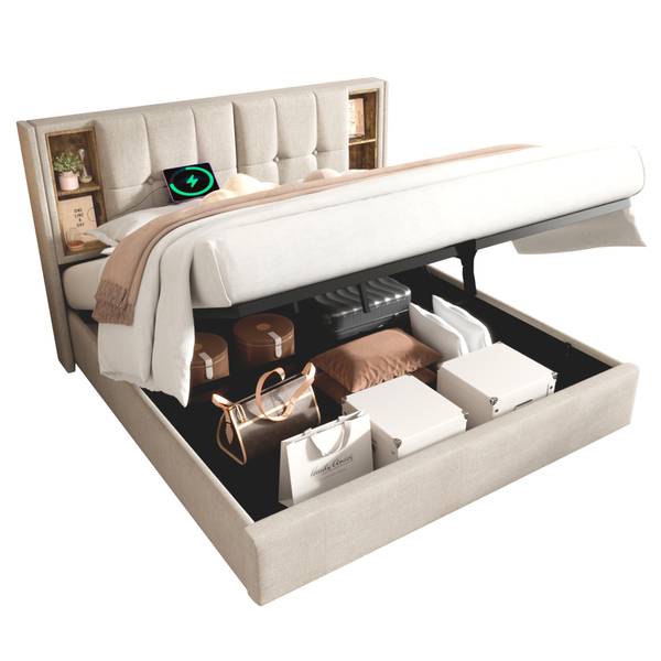 Polsterbett WireLessLade Ⅱ+ Beige - Liegefläche Breite: 140 cm