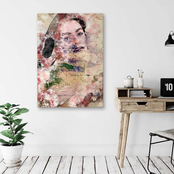 Tableau déco visage abstrait de femme 40 x 60 cm
