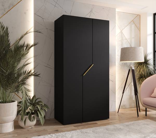 Drehtürenschrank Andrew 1 Schwarz - Gold - 2 Türen