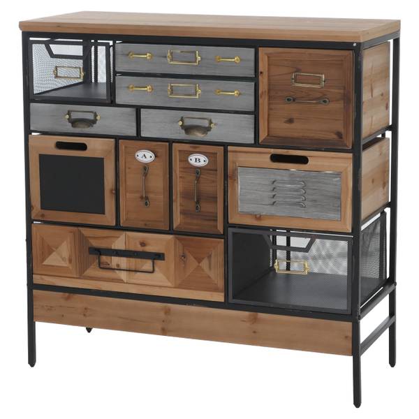 Commode de pharmacie Q77 Sapin - Fer - 84 x 85 x 36 cm