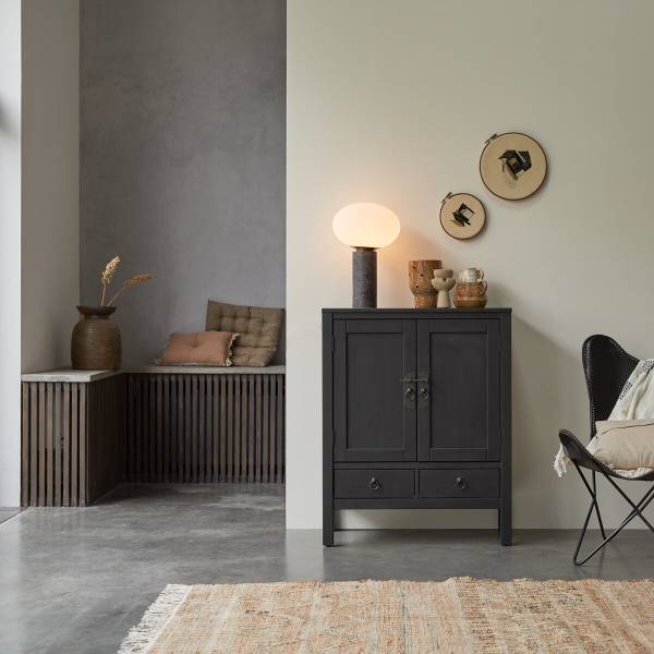 Anrichte Thaki Black Schwarz - Kiefer - 80 x 100 x 40 cm