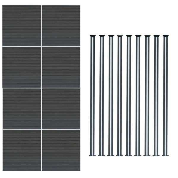 Gartenzaun 40367 17er Set Grau - Holzwerkstoff - 1391 x 185 x 7 cm
