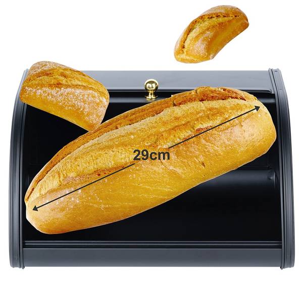 Brotkasten Schwarz - Stahl - 26 x 17 x 30 cm