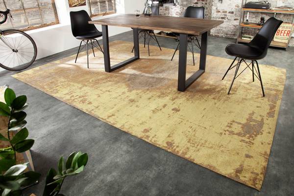 Teppich MODERN ART XXL Braun - Gelb - Mischgewebe - Baumwollstoff - Polyester - 350 x 1 x 240 cm