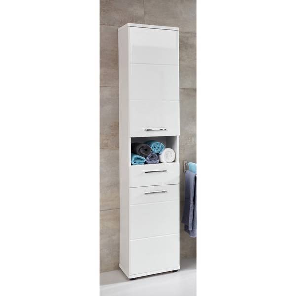 Badschrank Monte Weiß - Holz teilmassiv - 37 x 189 x 34 cm