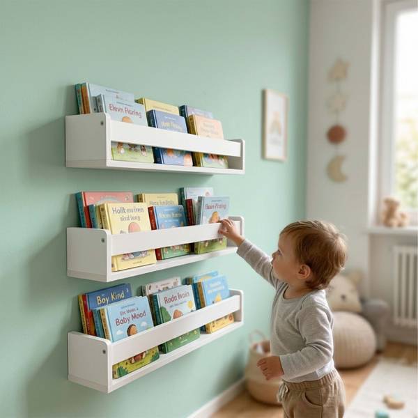 Kinderregal Wand im 3er Set Weiß