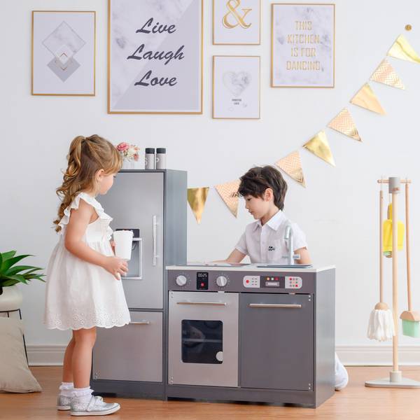 Kinder Holz spielen Küche Accessoires Grau - Holzwerkstoff - 40 x 83 x 94 cm