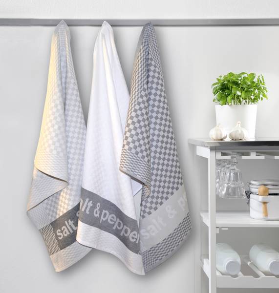 Geschirrtuchset Salt & Pepper Grau - Baumwollstoff - 50 x 1 x 70 cm