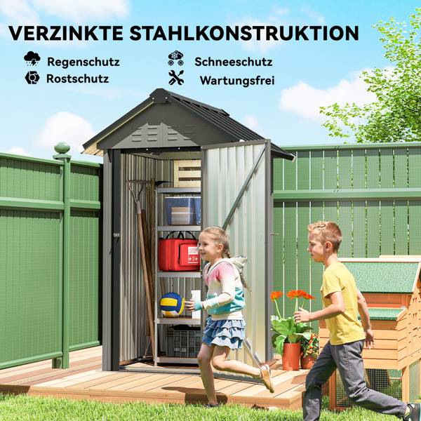 Gartengerätehaus 84H-639V00LG Grau - Stahl - 121 x 192 x 122 cm
