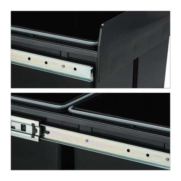 Inbouw prullenbak 2x15 l zwart zwart - staal - 35 x 36 x 48 cm