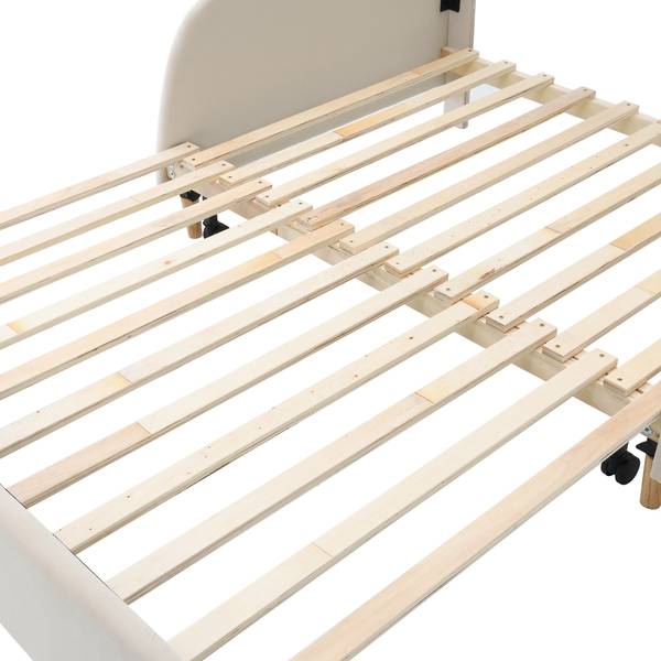 Tagesbett VELVZoo Ⅱ Beige - Holzwerkstoff - Massivholz - 149 x 107 x 204 cm