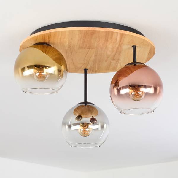 Deckenleuchte Cesaro Gold - Grau - Silber - Aluminium - Klarglas - 42 x 29 x 43 cm