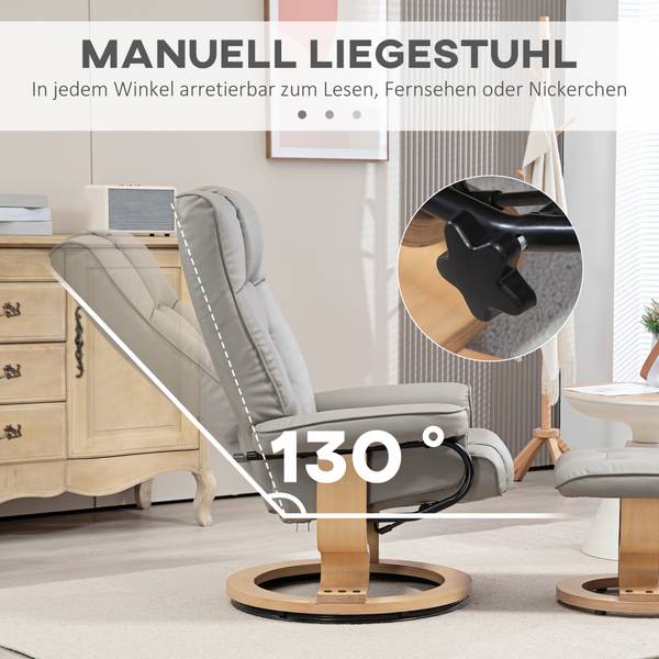 Relaxsessel mit Hocker 839-961V81GY Grau - 85 x 76 cm