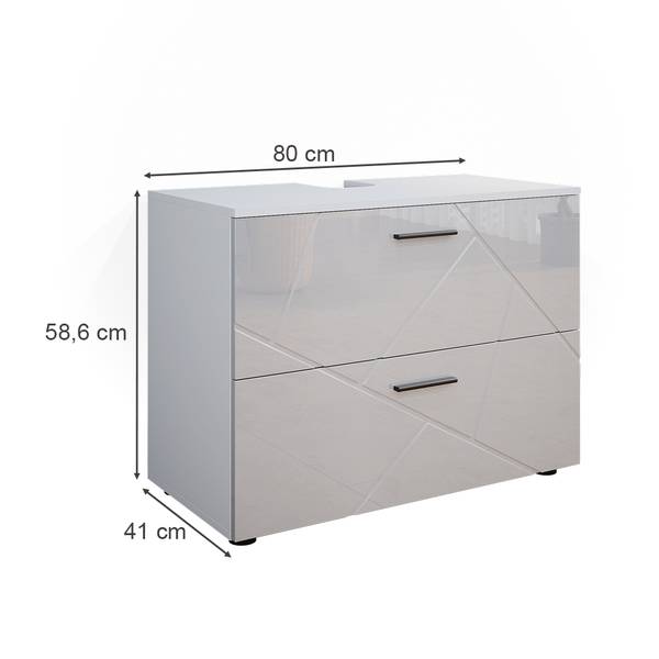 Meuble sous vasque simple Irma 37572 Blanc brillant