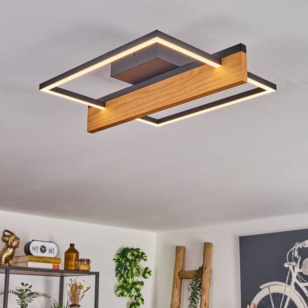 Deckenleuchte Palermo Schwarz - Weiß - Holzwerkstoff - Metall - 12 x 50 x 40 cm