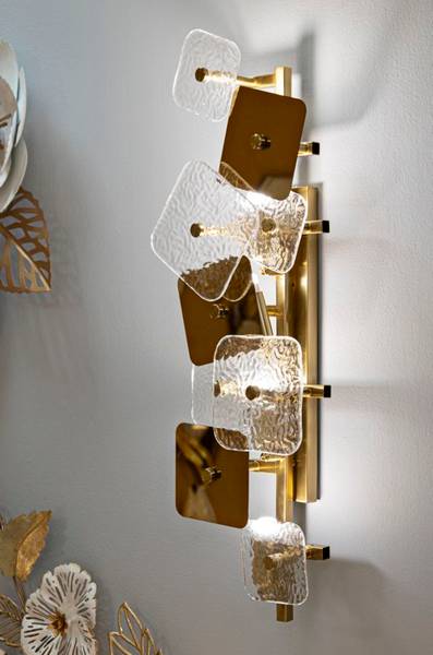 Wandleuchte Glassy Gold - Glas - 24 x 76 x 13 cm