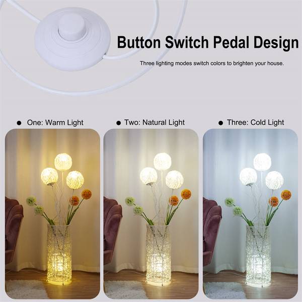 Staande lampe Lumiflora wit - rotan - 20 x 109 x 20 cm