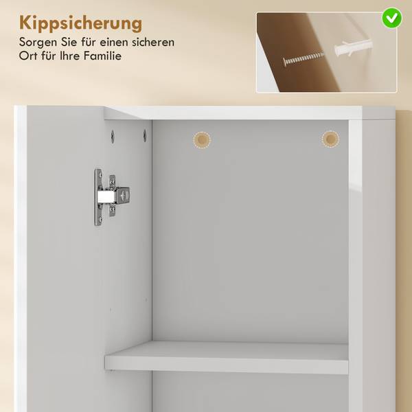Badezimmerschrank 834-933V90WT Weiß - Holzwerkstoff - 24 x 140 x 30 cm