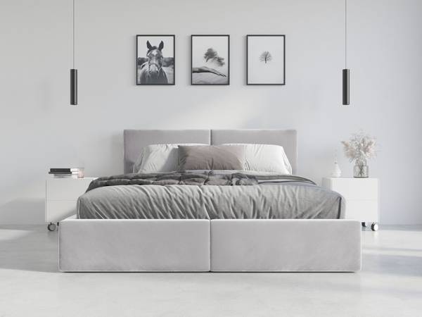 Polsterbett HILTON Hellgrau - 151 x 80 cm