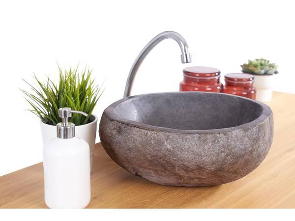 Aufsatzwaschbecken STONE Grau - Stein - 30 x 15 x 30 cm