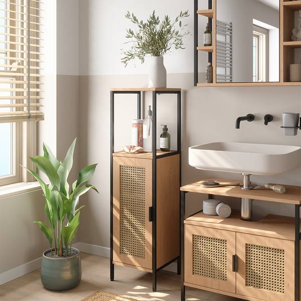 Meuble salle de bain Linara 60735 Noir - Marron - Bois manufacturé - 30 x 110 x 30 cm