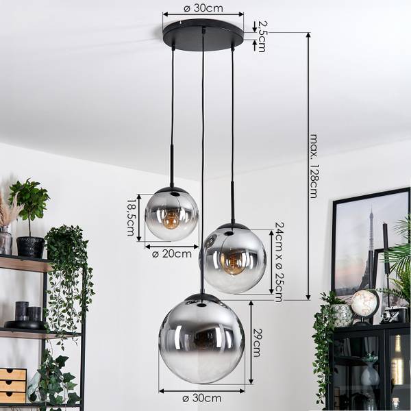 Deckenleuchte Fossobiubo Glas Grau - Durchsichtig - 35 x 19 x 34 cm