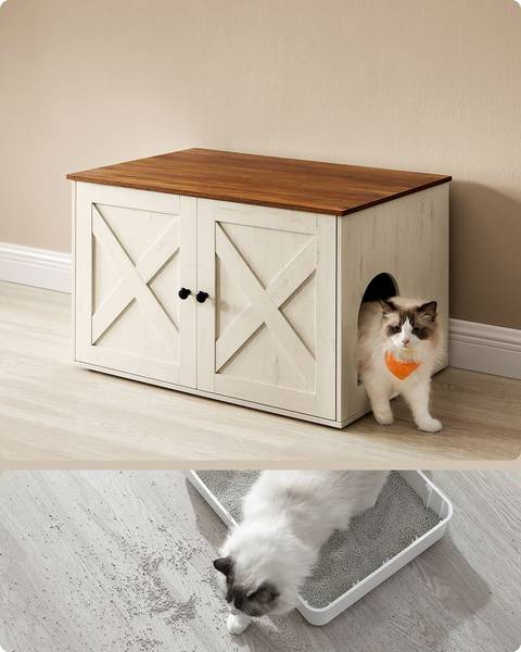 Katzenschrank 101405 Weiß - Holzwerkstoff - 92 x 59 x 11 cm