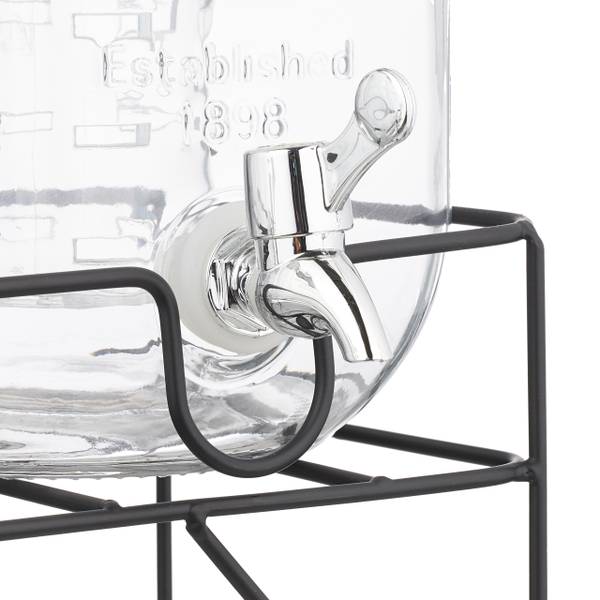 2er Set Getränkespender 4L mit Ständer Schwarz - Silber - Eisen - 33 x 35 x 22 cm