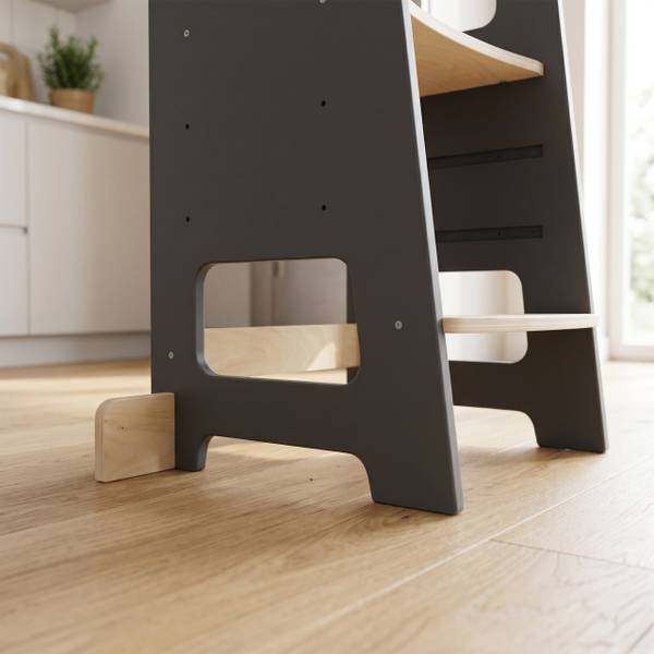 Höhenverstellbarer Lernturm Braun - Grau - Holzwerkstoff - 40 x 90 x 44 cm