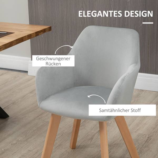 Esszimmerstuhl 835-P177 4er Set Grau - Samt - 57 x 80 x 54 cm