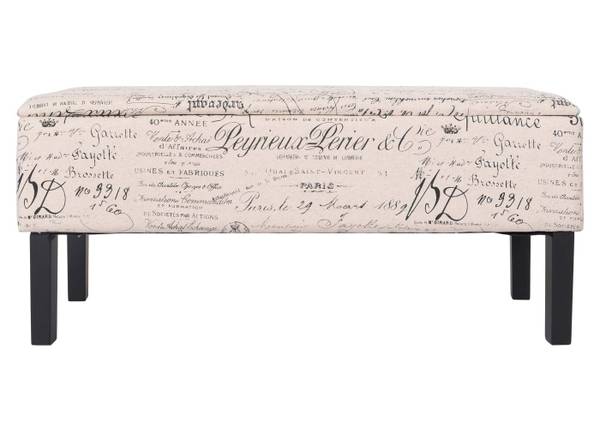 Sitzbank Renens Schriftzug creme Weiß - Textil - 36 x 44 x 95 cm