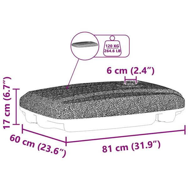 Sonnenschirmständer 43245 Schwarz - Kunststoff - 80 x 15 x 60 cm