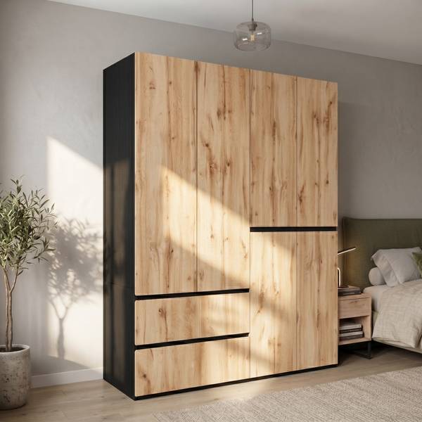 Kleiderschrank NATSHUAN148 Ⅴ Braun - Holzwerkstoff - 180 x 200 x 50 cm