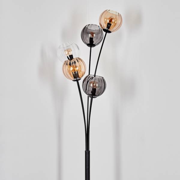 Stehlampe Cesaro Grau - Orange - Aluminium - Klarglas - 35 x 169 x 35 cm