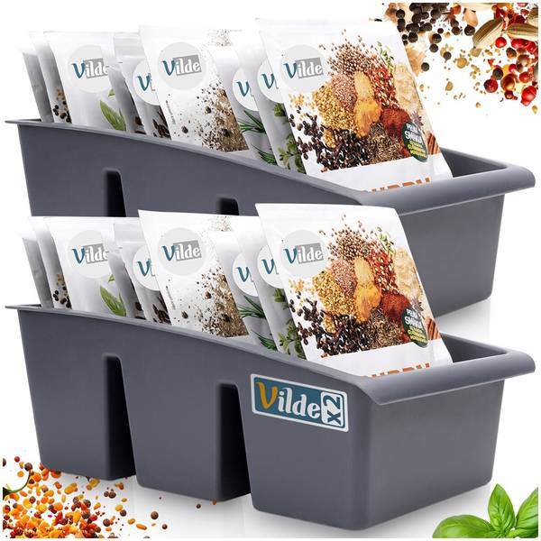 Gewürzbeutel Organizer 2er Set SET677 Grau - Kunststoff - 15 x 9 x 25 cm