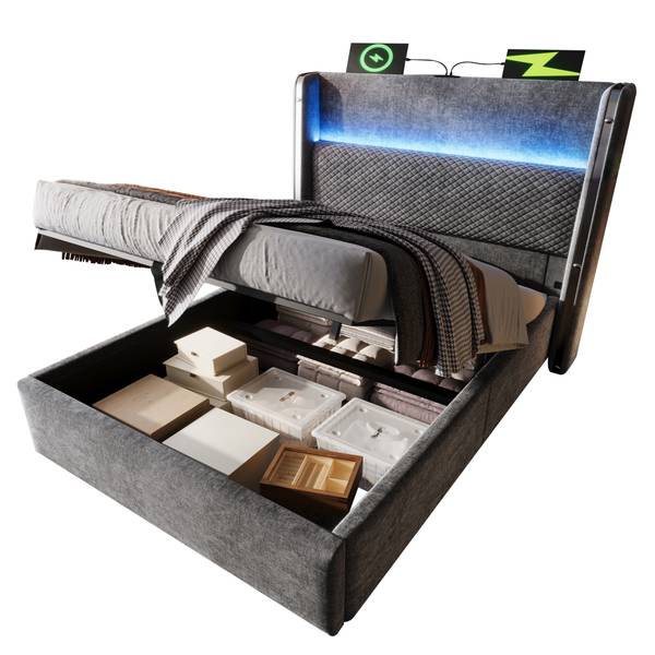 Kinderbett K-1112 Grau - Breite: 103 cm