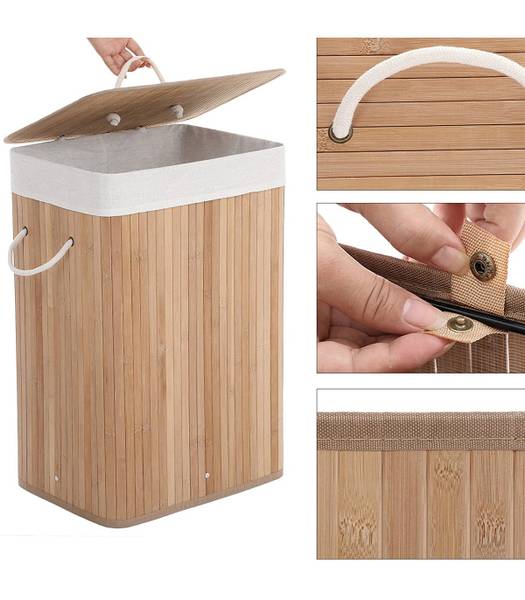 Wäschekorb Mondeville Bambus / Webstoff - Braun