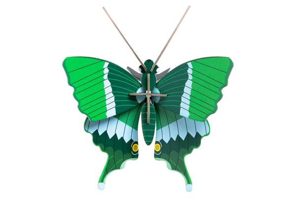 Wandobjekt Jade-Schmetterling Blau - Grün - Naturfaser - Papier - 14 x 6 x 15 cm